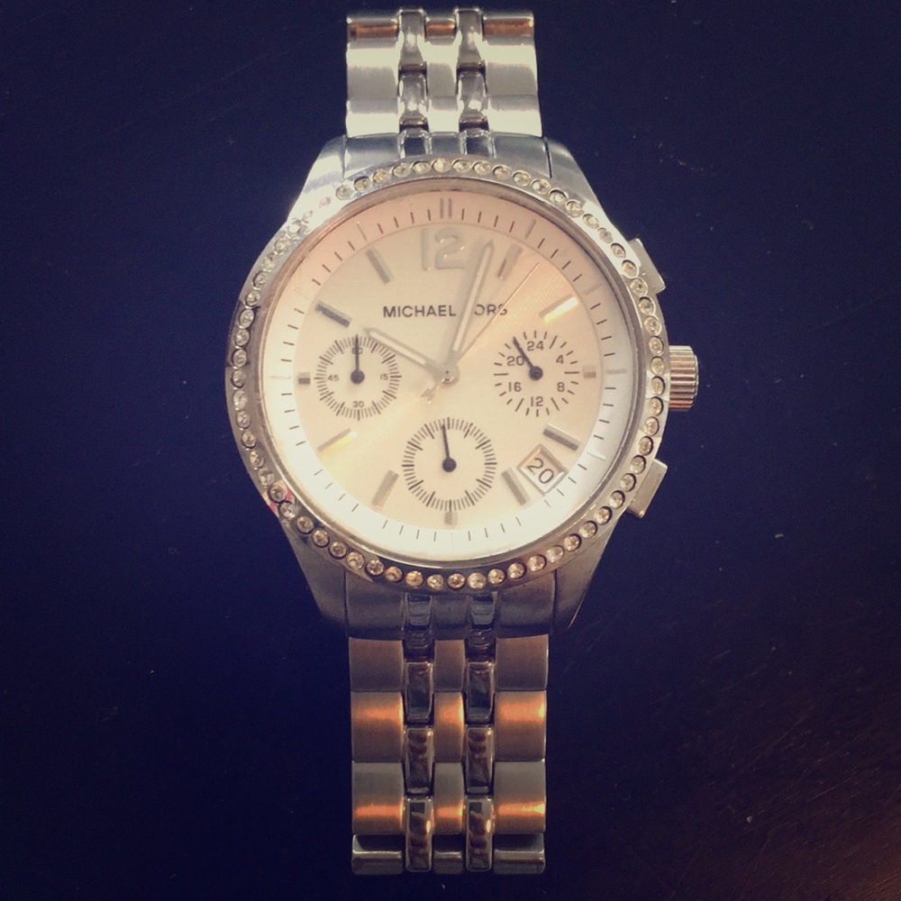 Michael Kors silver and rhinestone women’s watch